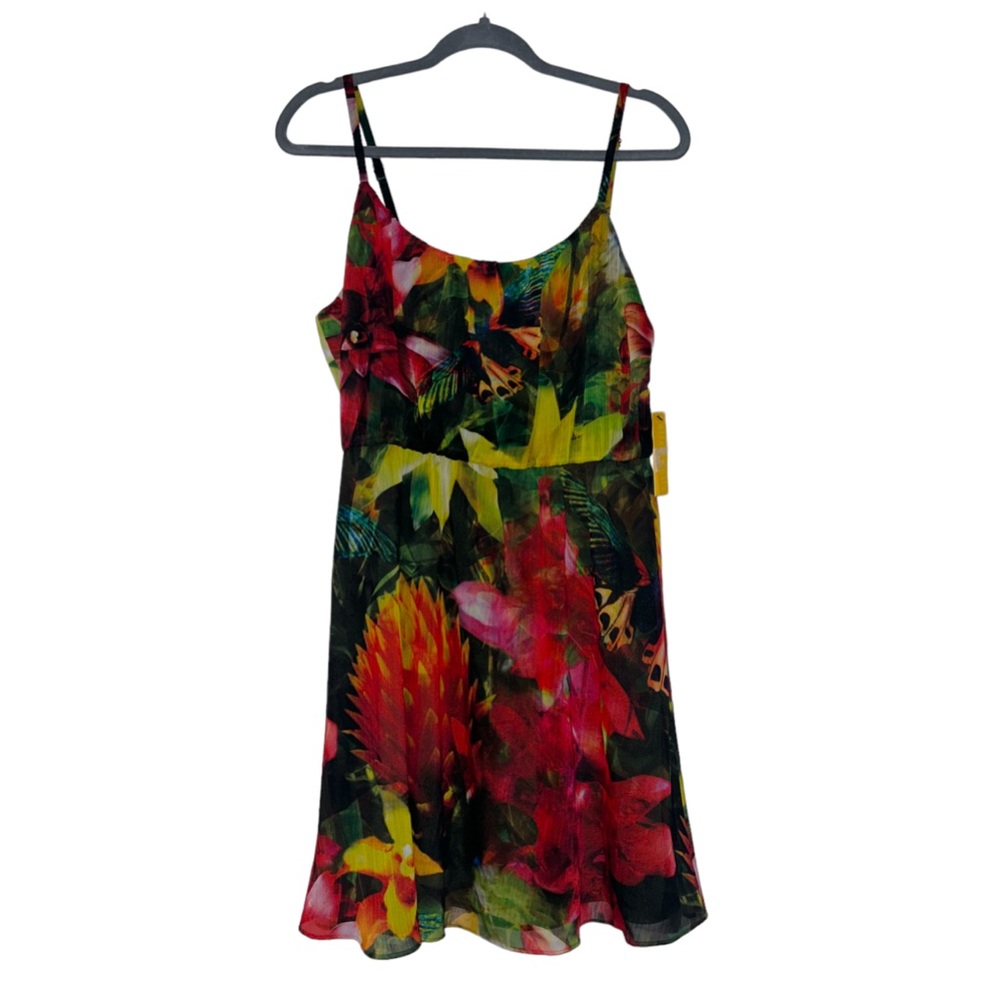 Alice + Olivia Daley Tropical Jungle Print BOHO Spaghetti Strap Dress Size L NEW - Picture 6 of 9